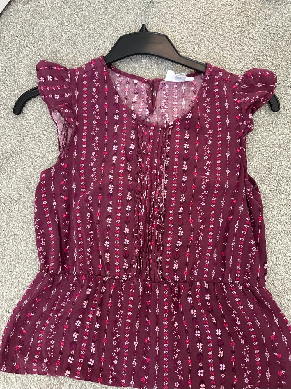 The Children's Place Maroon Floral Ruffle Peplum Top